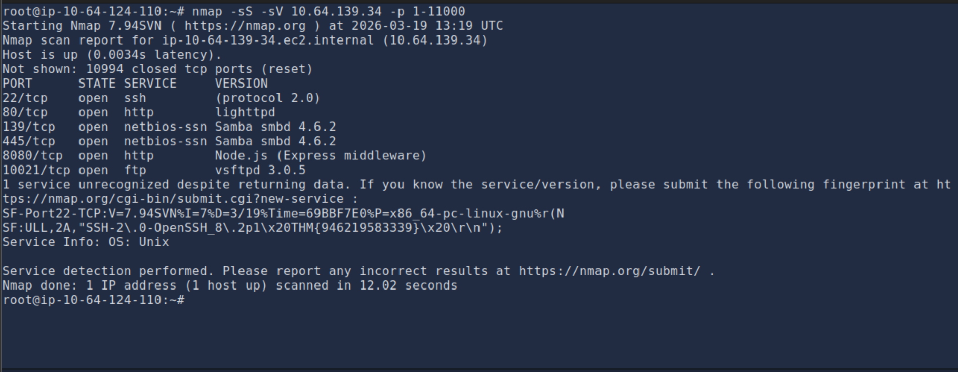 Telnet FTP request showing Server header with version